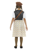 Evacuee School Girl Costume Kids Grey Dress Hat Bag Name Tag 3