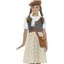 Evacuee School Girl Costume Kids Grey Dress Hat Bag Name Tag 1