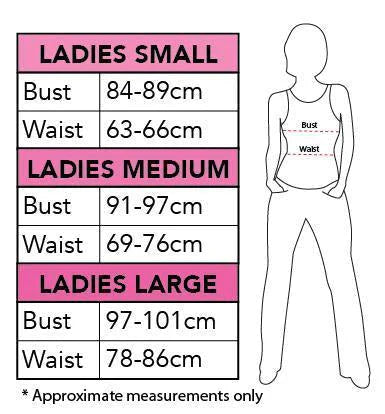 Size Chart Evil Clown Ladies Costume