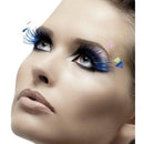 Eyelashes Adult Blue with Feather Plumes and Glue 2