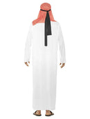 Fake Arab Sheikh Costume Adult White Tunic with Red Headdress 2