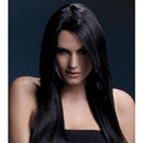 Fever Amber Wig Black Long Straight with Feathered Fringe 28inch 2