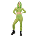 Fever Cannabis Sheer Green Crop Top and Leggings with Glitter Print 1
