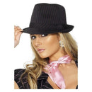 Fever Gangster Trilby Hat Black with Pink Stripes Adult Costume Accessory 2