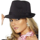 Fever Gangster Trilby Hat Black with Pink Stripes Adult Costume Accessory 1