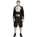Fever Male Baroque Vampire Costume Adult Black Silver Jacket Trousers Cravat and Cummerbund 1