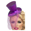 Fever Mini Top Hat On Headband Adult Purple Detachable Netting 1