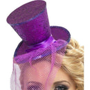 Fever Mini Top Hat On Headband Adult Purple Detachable Netting 2