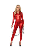 Miss Whiplash Costume Adult Red Zip Up Catsuit 1