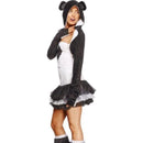 Fever Panda Costume Tutu Dress Jacket Boot Covers Adult White Black Set 3
