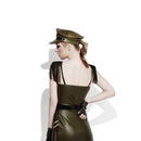 Fever Role Play Military Chief Wet Look Costume Adult Khaki Dress 2