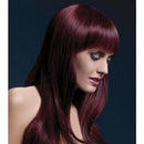 Fever Sienna Wig Adult Black Cherry Long Feathered with Fringe 66cm Costume Accessory 2