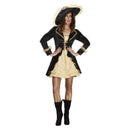 Fever Swashbuckler Costume Black Gold Jacket Dress with Attached Underskirt and Hat 1