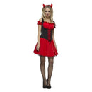 Wicked Devil Costume Adult Red Black Dress Underskirt and Horns Headband 1