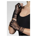 Short Black Fingerless Lace Gloves Adult Size 1