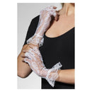 White Fingerless Lace Gloves Elegant Adult Costume Accessory 1