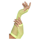 Fishnet Gloves Adult Long Neon Green Fingerless Costume Accessory 1