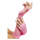 Fishnet Gloves Long Pink Fingerless Adult Costume Accessory 1