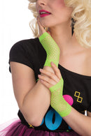 Fishnet Gloves Short Neon Green Costume Accessory 1