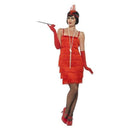 20's Flapper Costume Adult Red Short Dress Headband Gloves 2