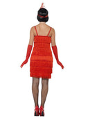 20's Flapper Costume Adult Red Short Dress Headband Gloves 4