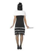 Flapper Costume Ladies Black Dress Headband and White Faux Fur Stole 3