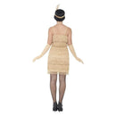 Flapper Costume Adult Gold Short Dress Headband and Gloves 2