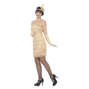 Flapper Costume Adult Gold Short Dress Headband and Gloves 3