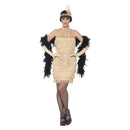 Flapper Costume Adult Gold Short Dress Headband and Gloves 1