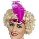 Flapper Headband Pink Sequin Adult 1920s Costume Accessory 2