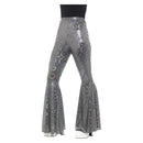 Flared Trousers Ladies Silver Disco Pants 1