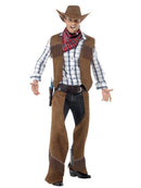 Fringe Cowboy Costume Adult Brown Waistcoat Chaps Hat and Red Neckerchief 1