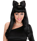 Glam Rock Wig With Bow & Jewel In Box - Black
