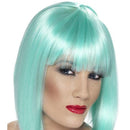 Neon Aqua Short Blunt with Fringe Adult Glam Wig 2
