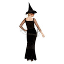 Glam Witch Costume Black Dress with Pointy Hat 2