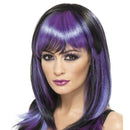Glamour Witch Wig Adult Black Purple Long Hair with Fringe 1