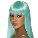 Glamourama Wig Neon Aqua Long with Fringe 1
