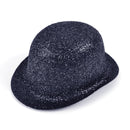 Glitter Black Plastic Bowler Hat 1