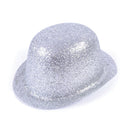 Glitter Silver Plastic Bowler Hat 1