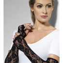Full Length Gloves Gothic Lace Fingerless Black 52cm Adult Costume Accessory 1