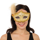 Gold Braided Eyemask With Feather +stone Eye Masks Female 1