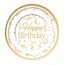 Gold Happy Birthday Plate Plastic 10 Pack 15cm 1