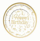Gold Happy Birthday Plate Plastic 10 Pack 26cm 1