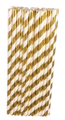 Gold White Paper Straws 24 Pack 1