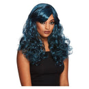 Gothic Seductress Curly Wig Black and Blue 1