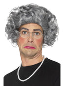 Granny Kit Adult Grey Wig Glasses Pearl Necklace 3