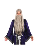 Grey Wizard Wig and Long Beard Set 1