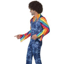 Groovier Dancer Costume Adult Blue Disco Jumpsuit 3