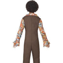 Groovy Boogie Costume Adult Brown Jumpsuit Attached Shirt 2
