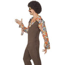 Groovy Boogie Costume Adult Brown Jumpsuit Attached Shirt 3